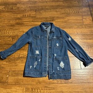 Forever 21 Blue Distressed Jean Jacket